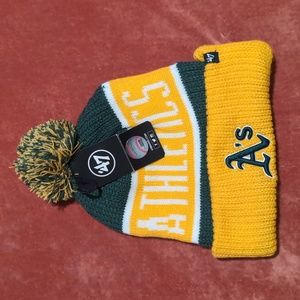 NWT 47 Brand Oakland Athletics Beanie Calgary Cuff Knit Navy OSFM